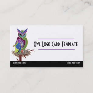 Carte De Visite Oiseau coloré dans un logo de hibou nid