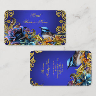 Carte De Visite Oiseau Vintage Fleurs Or Oiseau Bleu Bleu