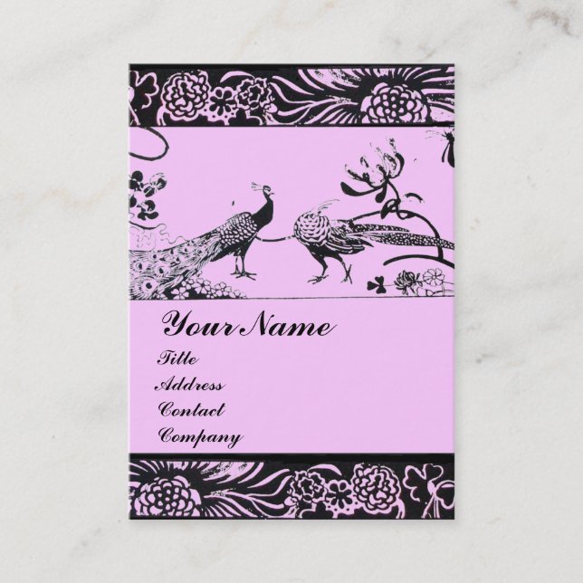 Carte De Visite OISEAUX AMOUR DE MARIAGE, noir et blanc rose (Devant)