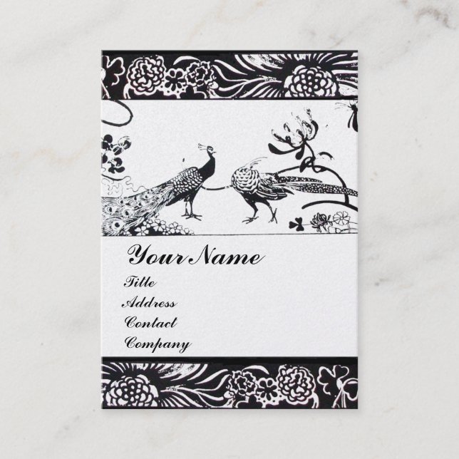 Carte De Visite OISEAUX AMOUREUX DE MARIAGE MONOGRAMME Perle Noir  (Devant)