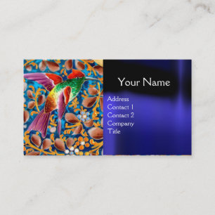 CARTE DE VISITE OISEAUX COLORÉS ET ÉPAULES FLORALES MONOGRAMME DE 