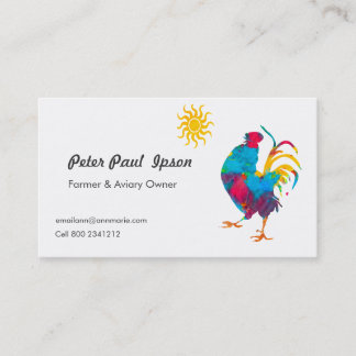 Carte De Visite Oiseaux colorés professionnels de coq d'aquarelle