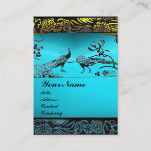 Carte De Visite OISEAUX D'AMOUR DE MARIAGE, noir blanc, aigue-mari