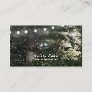 Carte De Visite Oiseaux de l'amour + Lumières de chaîne rustiques 