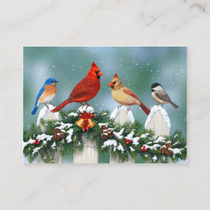 Carte De Visite Oiseaux de vacances et Garland de Noël