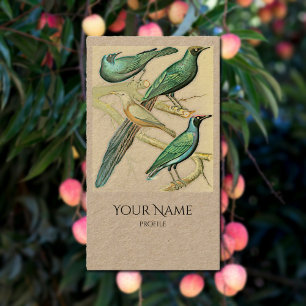 Carte De Visite Oiseaux verts vintage - Kraft