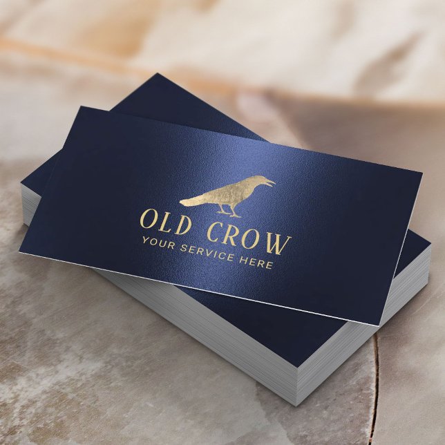 Carte De Visite Old Crow Gold Bird Logo Marine moderne Blue (Créateur téléchargé)