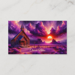 Carte De Visite Old West Church dans le désert au coucher du solei