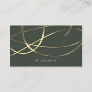 Carte De Visite Olive Army Green & Gold Faux Foil Custom Chic