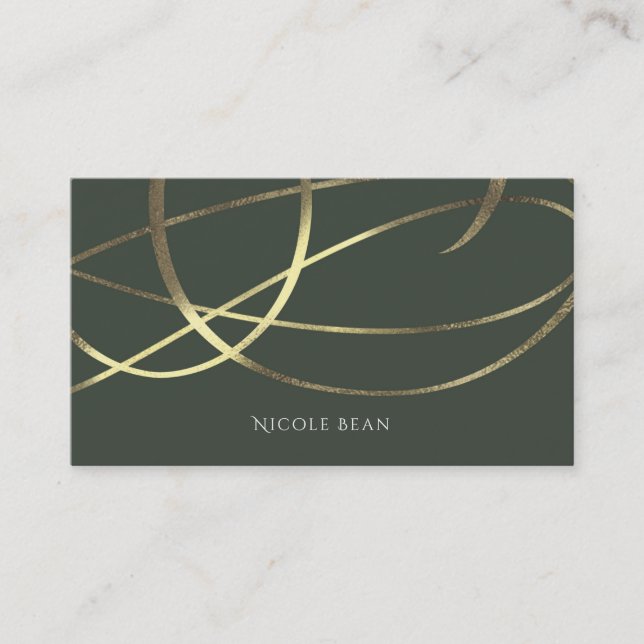 Carte De Visite Olive Army Green & Gold Faux Foil Custom Chic (Devant)