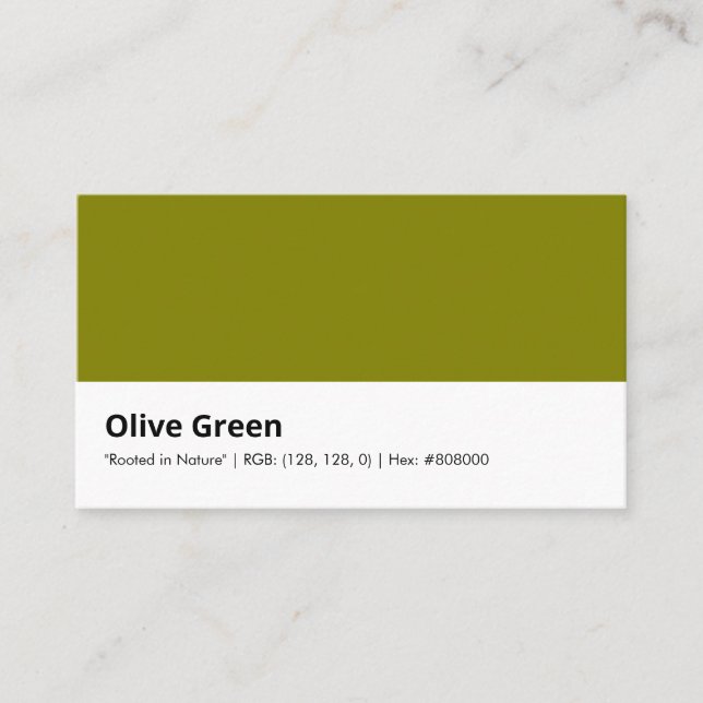 Carte De Visite Olive Green, "Enraciné dans la nature" (Devant)