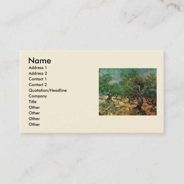 Carte De Visite Olive Grove par Vincent van Gogh (Devant)