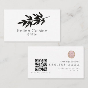 Carte De Visite Olive noir Botanique Chef italien