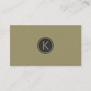 Carte De Visite Olive vert monogramme Linge moderne Look Texture