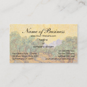 Carte De Visite Oliviers avec ciel jaune, soleil par Vincent van G
