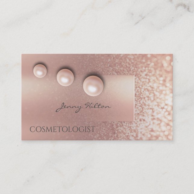 Carte De Visite Ombre chic perle d'or rose moderne luxe glittery (Devant)