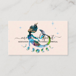 Carte De Visite Ombre de la sirène beige lune spirituel zodiaque