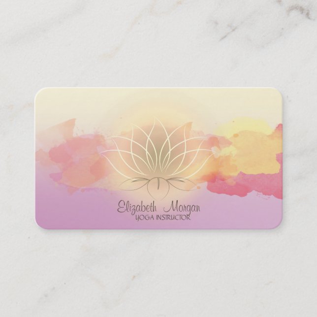 Carte De Visite Ombre moderne, Aquarelle Brush Stroke Lotus (Devant)