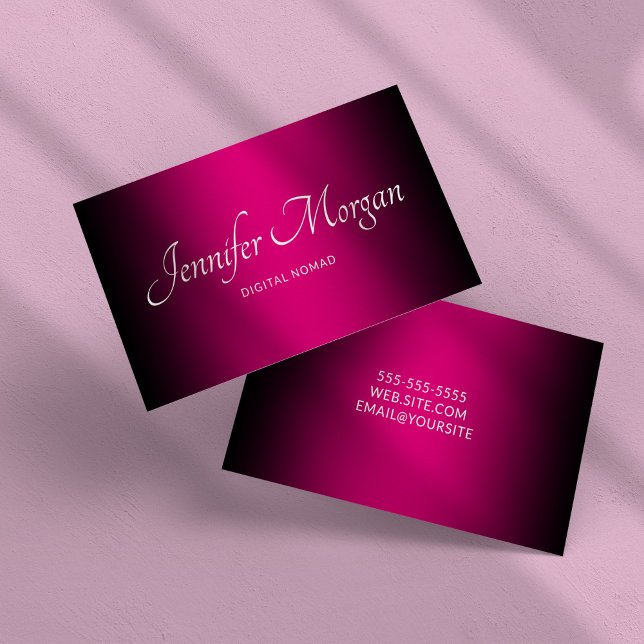 Carte De Visite Ombre noir et rose chaud (Black and Hot Pink Elegant Ombre Business Card)
