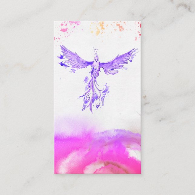 Carte De Visite *~* Ombre Violet rose Peach Feathers Phoenix (Devant)