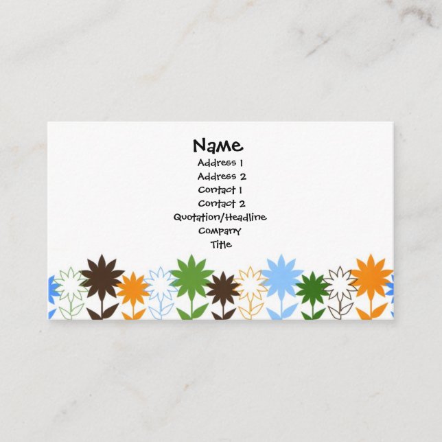 Carte De Visite Ombres de tournesols - customisées (Devant)