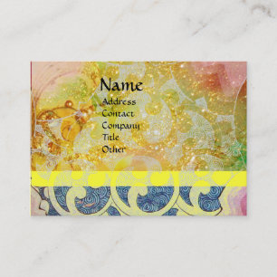 Carte De Visite ONDULE lumineux, vibrant, jaune, des étincelles de