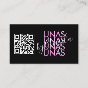 Carte De Visite Ongles de salons Gras Eyelashes Unas QR Code Rose 