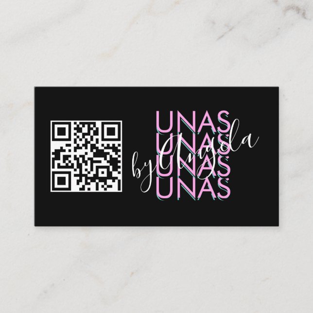 Carte De Visite Ongles de salons Gras Eyelashes Unas QR Code Rose  (Devant)