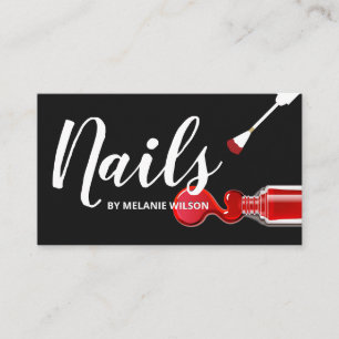 Carte De Visite Ongles   Red Nail Polonais et Brush