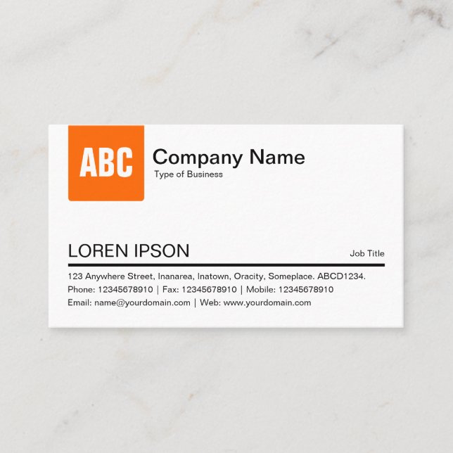 Carte De Visite Onglet Couleur - orange (Devant)
