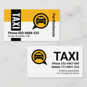 Carte De Visite Onglet noir sur la couche de Taxi jaune