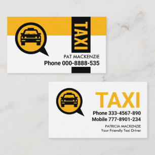 Carte De Visite Onglet noir sur la couche de Taxi jaune