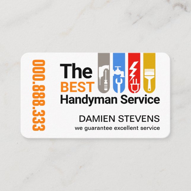 Carte De Visite Onglet Outils de construction Réparations à domici (Devant)