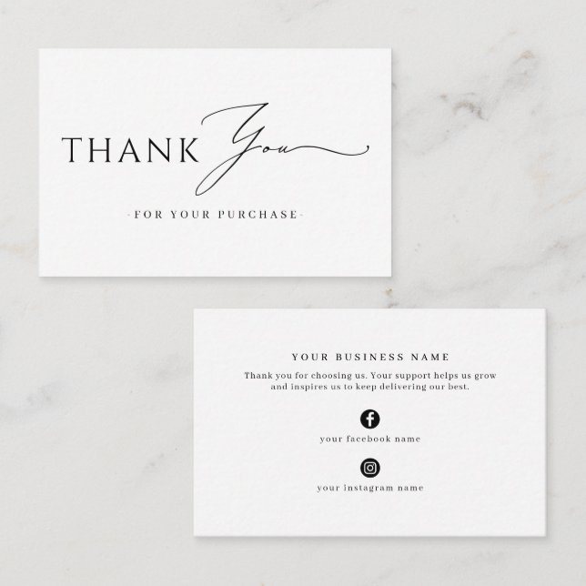 Carte De Visite Online Store Promotional Thank You Business Insert (Devant / Derrière)