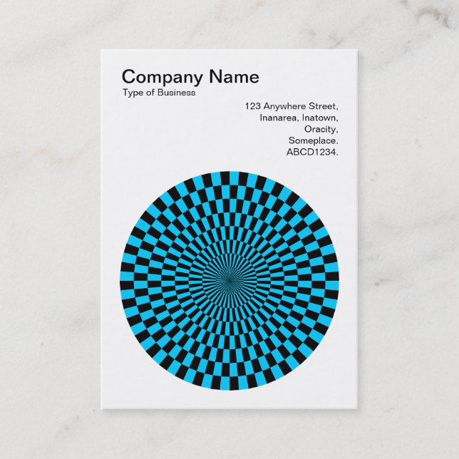 Carte De Visite Op Art - noir et bleu ciel (Devant)