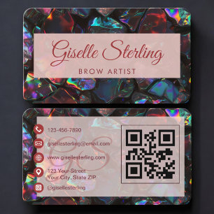 Carte de visite Opal Black QR Code pour Artiste de