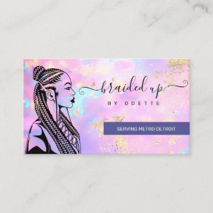 Carte De Visite Opal Holographique cheveux Braider Braid Stylist B