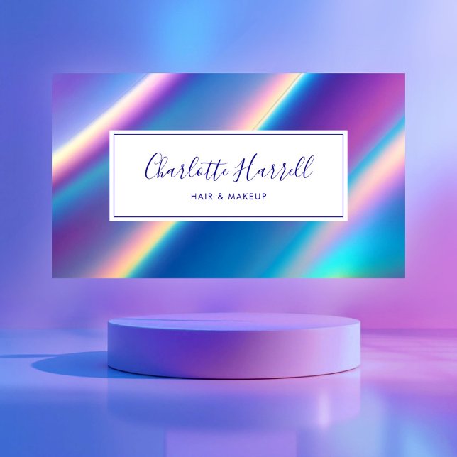 Carte De Visite Opal Iridescente QR Code Beauté Pros (Créateur téléchargé)