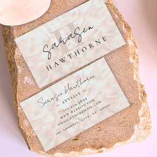 Carte De Visite Opal Stone Rose Gold Monogramme initial Nom du scr