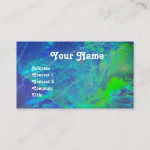CARTE DE VISITE OPAL VERT BLEU, MONOGRAMME D'OEUVRE D'OR ART NOUVE