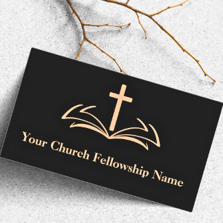 Carte De Visite Open Bible Cross Logo Eglise Pasteur