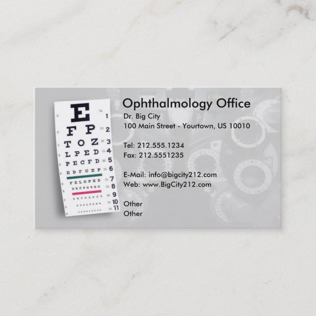 Carte de visite Ophtalmologique PERSONNALISABLE (Devant)