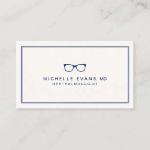 Carte De Visite Ophtalmologiste Marine Blue et Ivory Lunettes de v