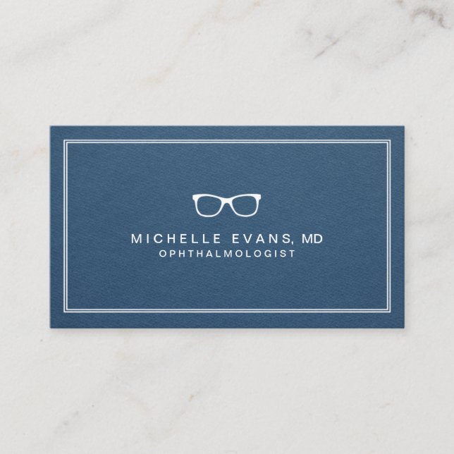 Carte De Visite Ophtalmologiste Marine Lunettes de vue bleu et bla (Devant)