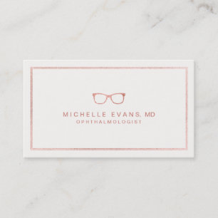 Carte De Visite Ophtalmologiste Rose Gold et Ivory Lunettes de vue