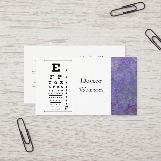 Carte De Visite Ophtalmologue optométriste (Devant/Arrière en situation)