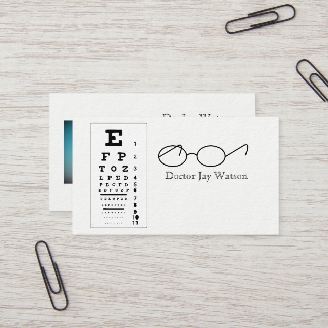 Carte De Visite Ophtalmologue optométriste (Devant/Arrière en situation)