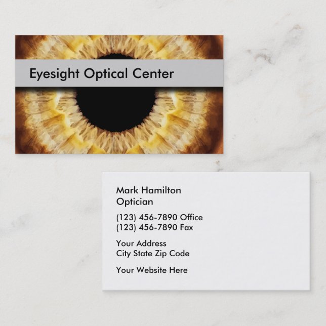 Carte De Visite Optician Eye Care Center Médicale (Devant / Derrière)