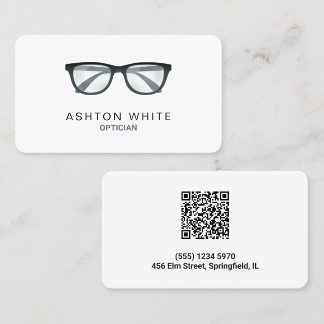 Carte De Visite Opticien Optométriste Personnalisé QR (Devant / Derrière)