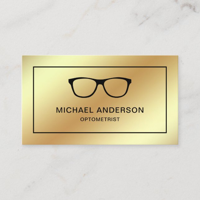 Carte De Visite Optométriste de Faux Gold Foil Eyeglasses (Devant)